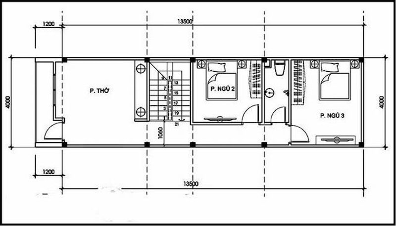 thiết kế nhà 2 tầng 3 phòng ngủ 80m2 - 10