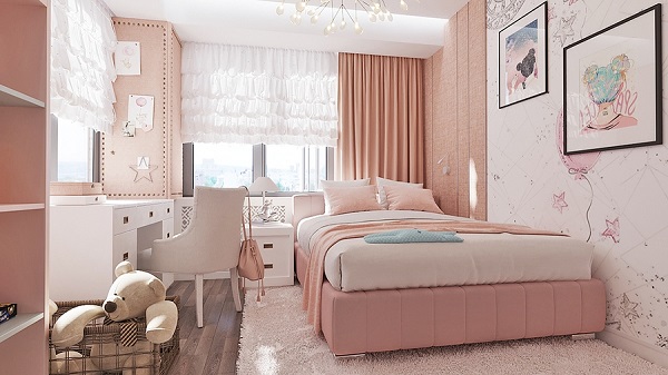 phòng ngủ màu hồng 10