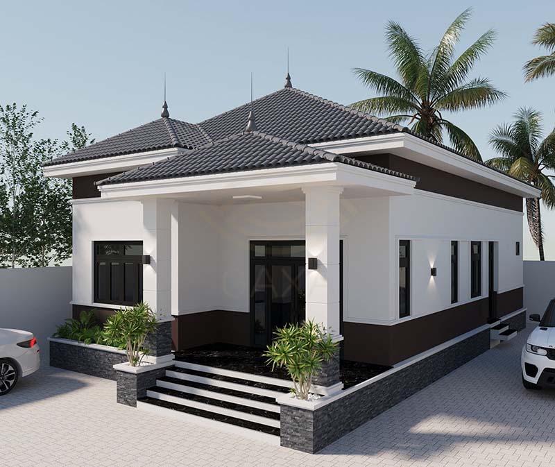 Nhà cấp 4 mái Nhật 3 phòng ngủ