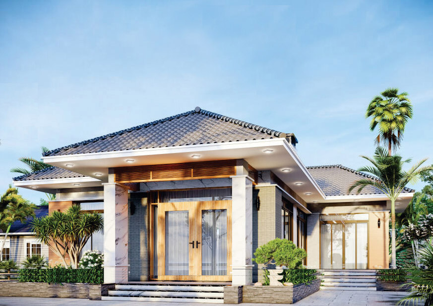 Nhà cấp 4 mái Nhật 3 phòng ngủ