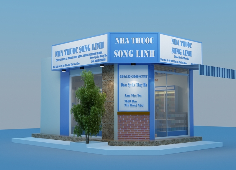 thiết kế nhà thuốc 2 mặt tiền