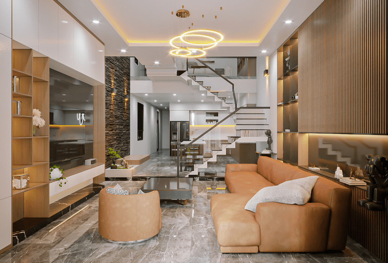 thiết kế nội thất nhà phố 2 tầng