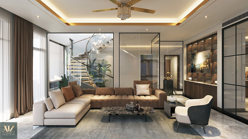 thiết kế nội thất nhà phố 2 tầng