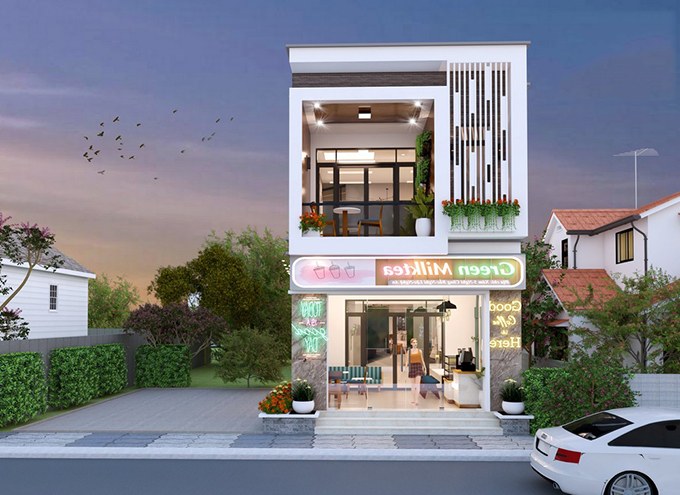 thiết kế nội thất nhà phố 2 tầng kết hợp kinh doanh